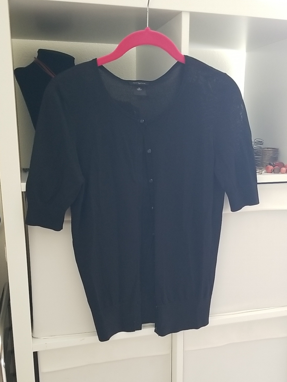 Ann Taylor Black Button-Front Short Sleeve Cardigan. Size XS